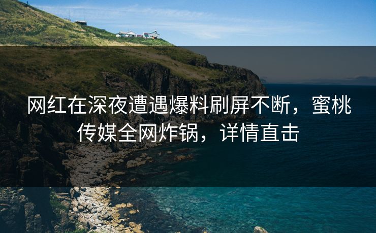 网红在深夜遭遇爆料刷屏不断，蜜桃传媒全网炸锅，详情直击