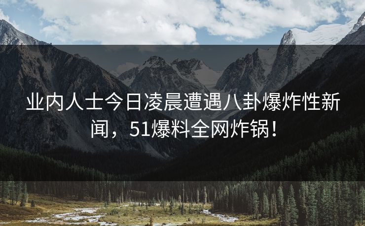 业内人士今日凌晨遭遇八卦爆炸性新闻，51爆料全网炸锅！