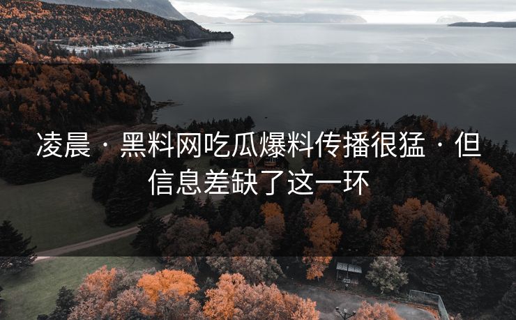 凌晨 · 黑料网吃瓜爆料传播很猛 · 但信息差缺了这一环 凌晨 · 黑料网吃瓜爆料传播很猛 · 但信息差缺了这一环